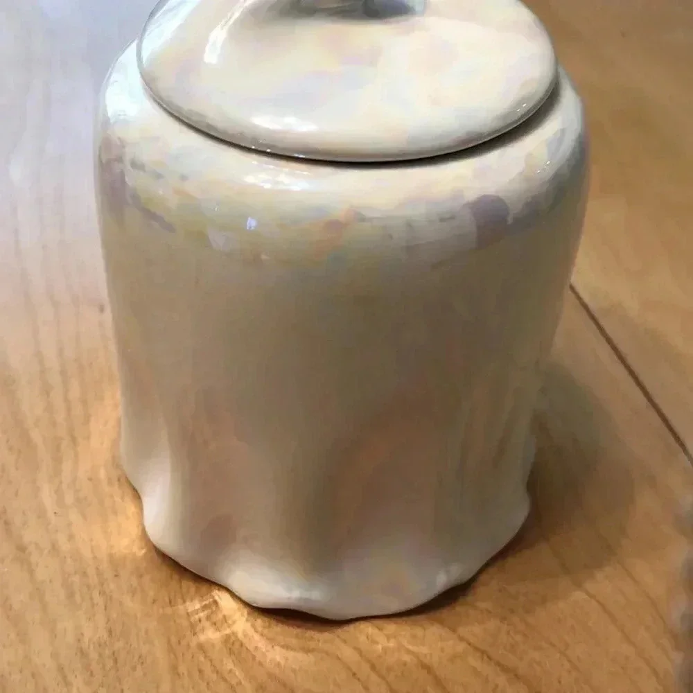 10 Strawberry Street white iridescent Ghost Halloween canister